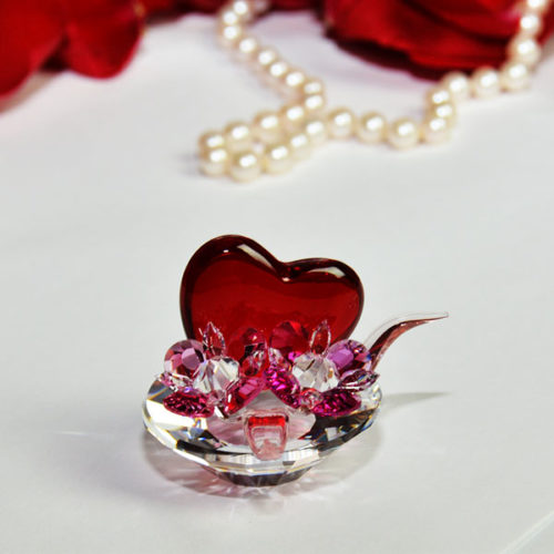 Crystal Hearts With Flowers