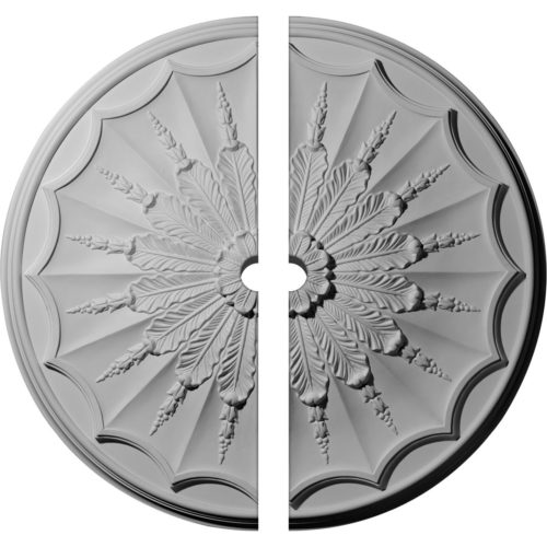 two piece Lexington Ceiling Medallion. Lexington decorative medallion for ceiling is classic reproduction of historical design. This medallion molded in deep relief design to achieve the highest degree of quality and details.Lexington decorative medallion giving you look and feel of plaster while it is much easier to install than plaster or gypsum due to the weight, dimensional stability, precise tolerances and flexibility.