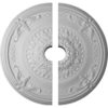 two piece Hanover Ceiling Medallion. Hanover decorative medallion for ceiling comes factory primed and is suitable for painting, glazing or faux finish. This ceiling medallion giving you look and feel of plaster while it is much easier to install than plaster or gypsum due to the weight, dimensional stability, precise tolerances and flexibility.