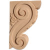 Sanford wood brackets are carved in a deep relief with flower drop on the front and flower motif on the sides