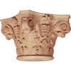 Austin wood capitals are carved in a deep relief with rising acanthus leaf and scrolling