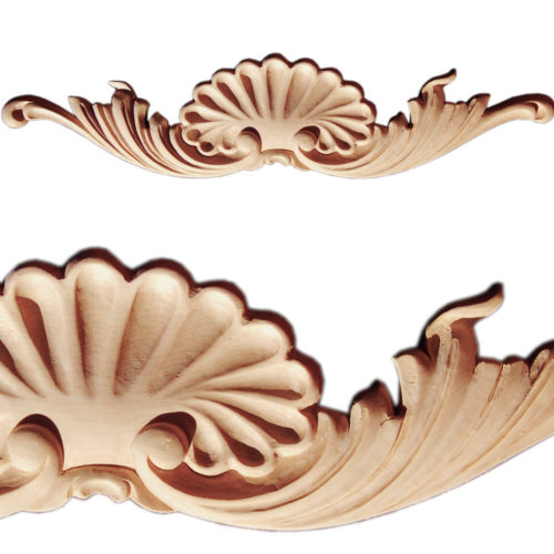 Austin center wood carvings are hand crafted from premium selected hardwoods. Wood carvings feature carved in deep relief scrolled leaf design with traditional carved shell center.