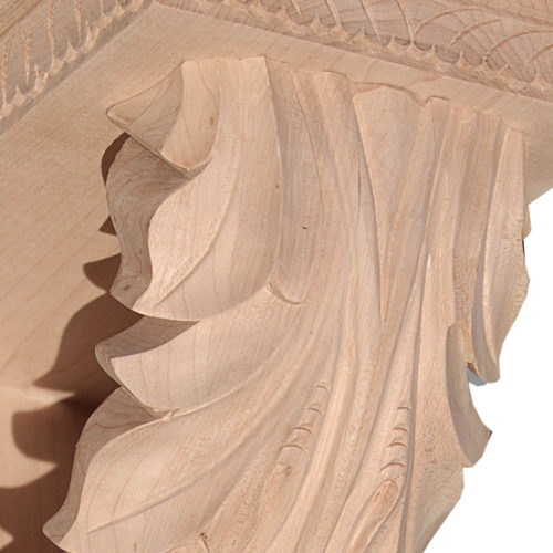 Melbourne hardwood shelf brackets features graceful open design with acanthus leaf