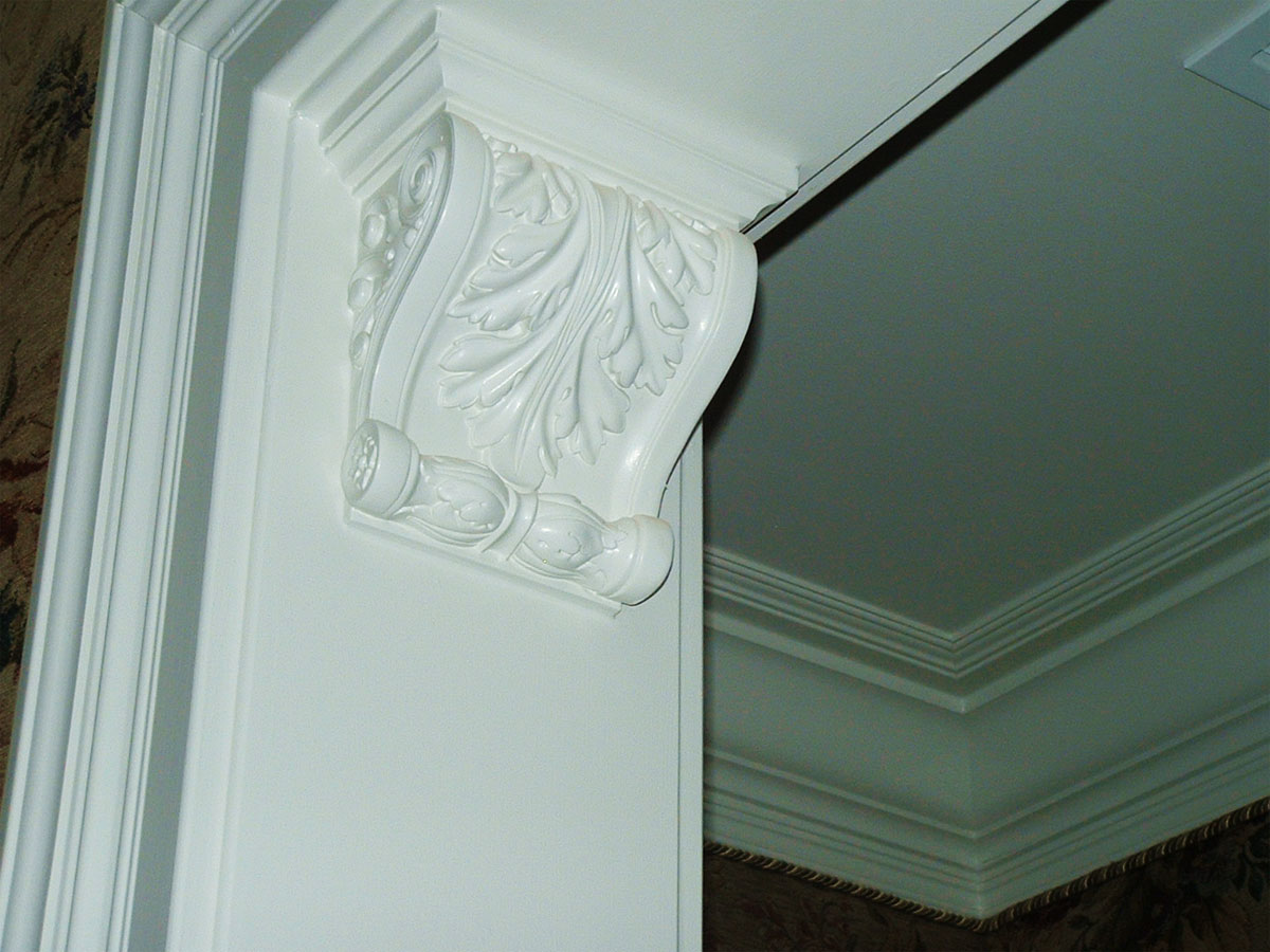 door opening featuring beautiful acanthus leaf corbel; architectural details; architectural decor ideas