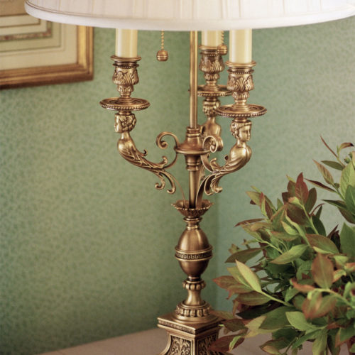 brass and gold lamps