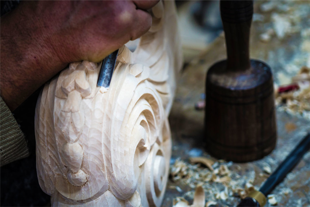 hand-carved corbels