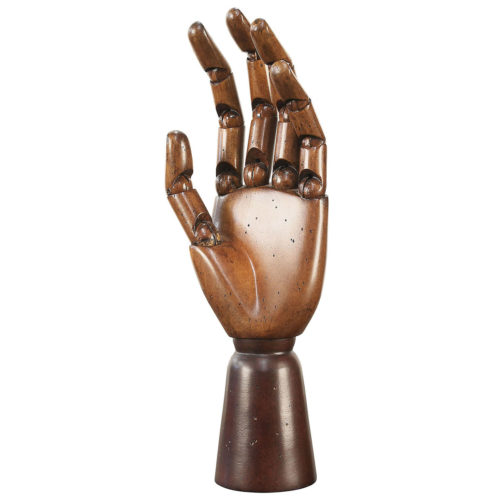 In our time antique art models have always been in demand by cognoscenti for their esoteric presence. Hand model is sculpted in wood, elaborately jointed and movable.