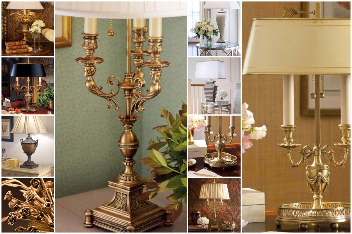 table lamps; Collection of elegant hand-crafted brass, wrought iron and ceramic lamps available at InvitingHome.com