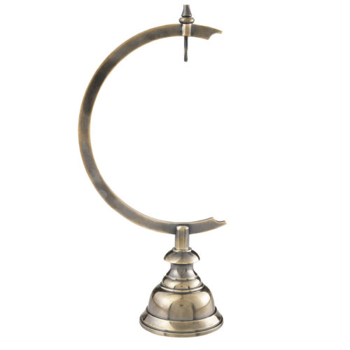 Stand for clock has solid brass base and hanger in duotone bronzed finish