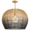 Made with hundreds of thin buri sticks, derived from a palm in the Asian tropics, the pendant is formed using traditional techniques practiced tomake fishing baskets. Don’t let the ancient construction techniques fool you, the bell shape, antique brass pipe kit and ombre finish add contemporary flair.