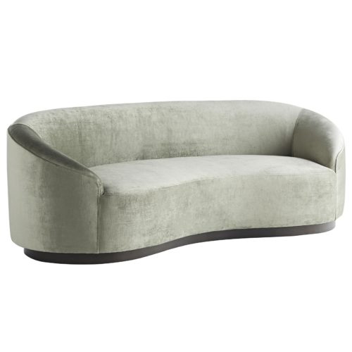 The blend of elegant upholstery and soft hue are all glamour, appealing to style makers who appreciate bold design. The entire silhouette is one long, sexy curve. Float two facing each other with a round cocktail table in the middle or use our elegant drinks tables to create an intimate lounge-like vibe.