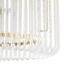 Echoing traditional Italian design, clear glass delicately dangles from the elongated oblong antique brass steel frame, orchestratingan unconventional shadowplay. Twelve brilliant bulbs work in unison to brighten up a formal space in modern settings.
