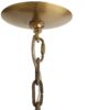 rustic sophistication with its unique and unparalleled style. Three brown leather bands suspend a hand-hammered iron base adorned with nine candlestick-style arms in a contrasting antique brass finish. Each leatherband is accented with an antique brass detail reminiscent of bridle bits, delivering an equestrian quality to its industrial form.