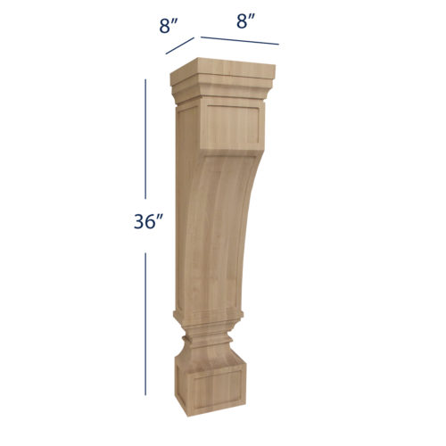 Mission Island Leg Corbel with dimensions
