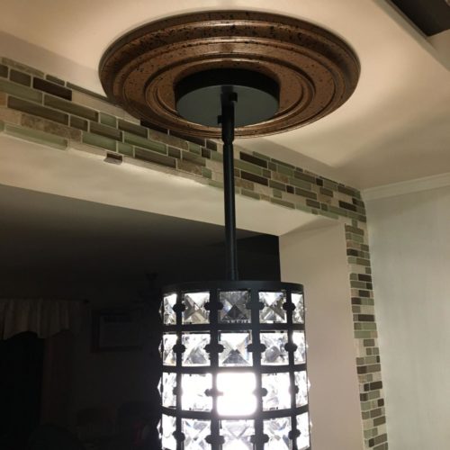 Small Classic Medallion installed with chandelier