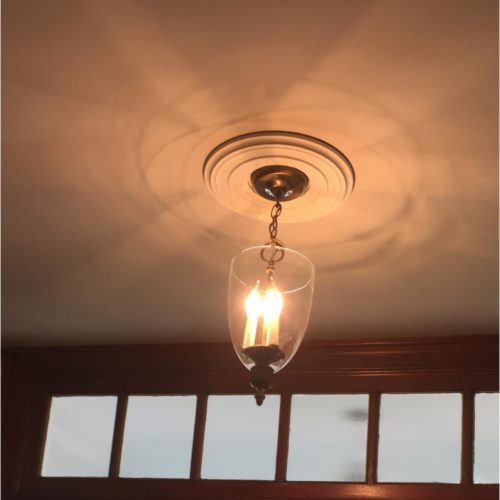 Small Classic Medallion installed with ceiling light